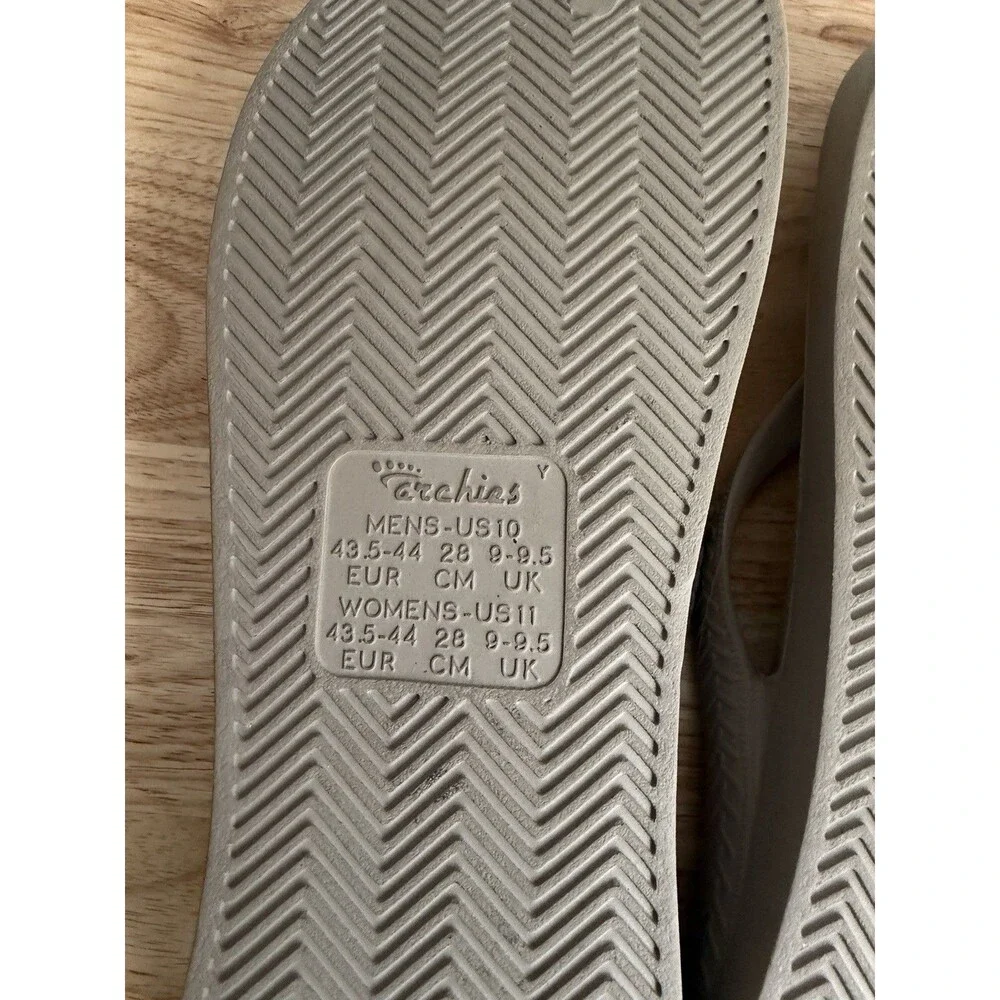 ARCHIES Taupe Arch Support Flip Flops Unisex Men 10 Women's 11